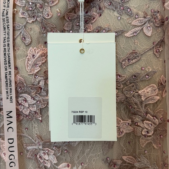 NWT Mac Duggal 70224 Pink Floral Applique Long Sleeve Illusion Gown Size 10 - Picture 8 of 10